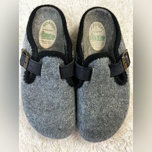 Biostep Gray Wool Slip-On Clogs with Black Trim
